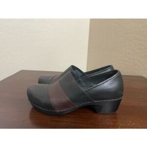 Dansko Womens Clogs Shoes Black Brown Leather Slip On Mid Heel 7.5-8 EUR 38